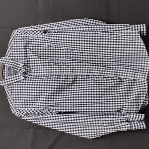 American Eagle Outfitters Navy and White Checkered Shirt